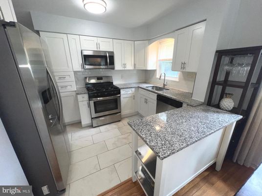Interior, Kitchen, Stainless Steel Appliances, Wood Texture Flooring