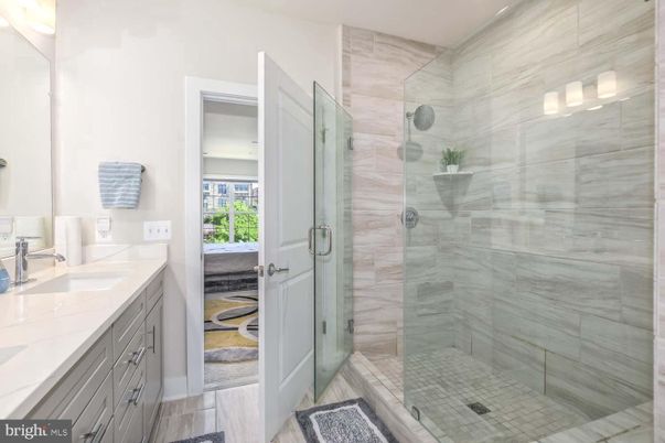 Bathroom, Dual Sink Vanities, Glass Shower, Interior