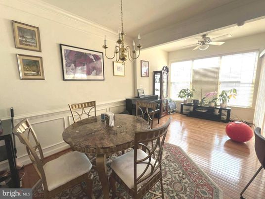 Chandelier, Dining room, Interior, Wood Texture Flooring