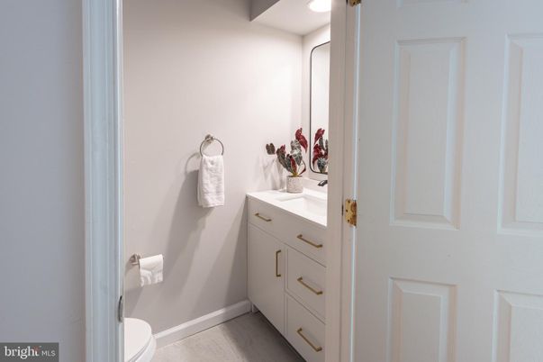 Bathroom, Interior, Recessed Lighting, Wood Texture Flooring