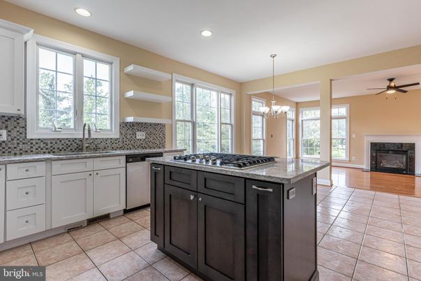 Chandelier, Fireplace, Interior, Kitchen, Recessed Lighting