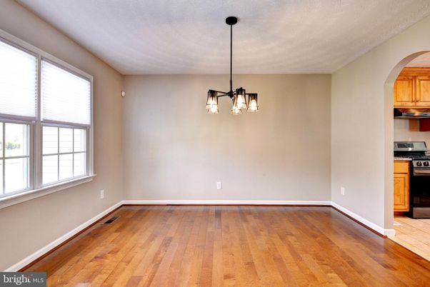 Empty room, Interior, Kitchen, Pendant Lights, Wood Texture Flooring