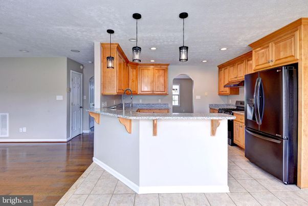 Interior, Kitchen, Pendant Lights, Recessed Lighting, Wood Texture Flooring