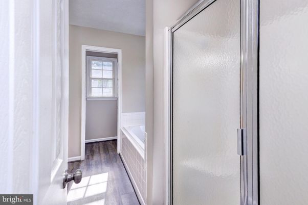 Bathroom, Glass Shower, Interior, Wood Texture Flooring
