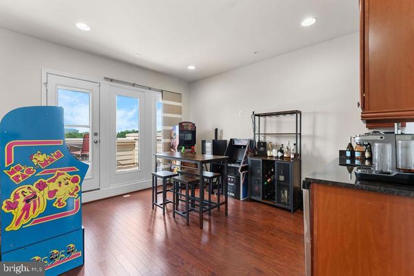 Dining room, Interior, Recessed Lighting, Wood Texture Flooring