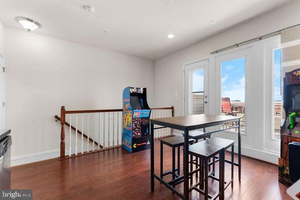 Dining room, Interior, Recessed Lighting, Wood Texture Flooring