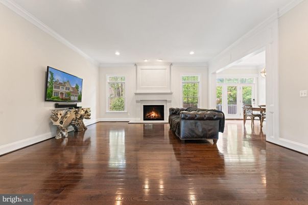 Fireplace, Interior, Recessed Lighting, Wood Texture Flooring
