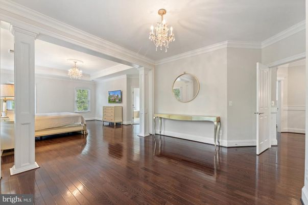 Bedroom, Chandelier, Interior, Wood Texture Flooring