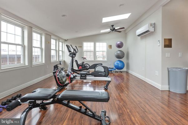 Fitness Equipment, Interior, Wood Texture Flooring