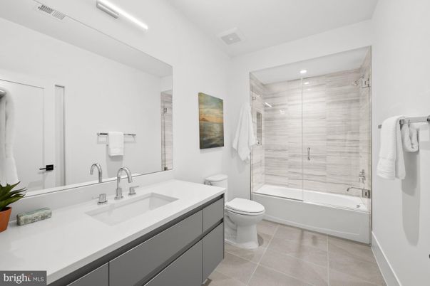 Bathroom, Glass Shower, Interior, Recessed Lighting