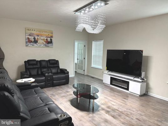 Chandelier, Interior, Living room, Wood Texture Flooring