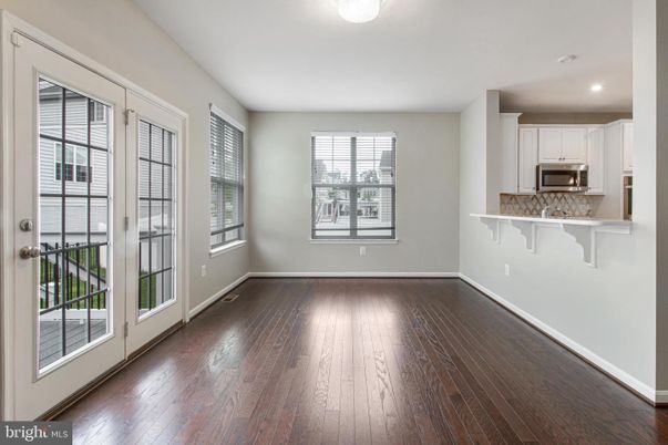 Empty room, Interior, Kitchen, Recessed Lighting, Wood Texture Flooring