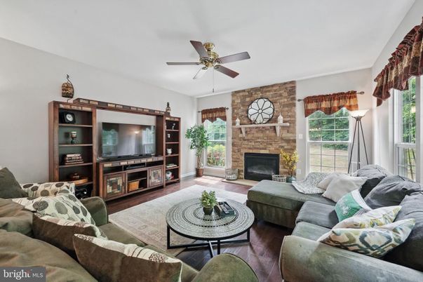 Fireplace, Interior, Living room, Stone Walls, Wood Texture Flooring