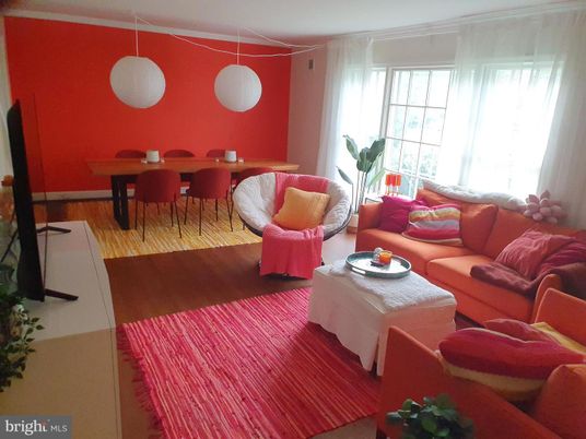 Dining room, Interior, Living room, Pendant Lights, Wood Texture Flooring