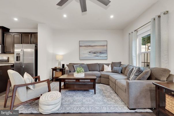 Interior, Kitchen, Living room, Recessed Lighting, Stainless Steel Appliances, Wood Texture Flooring