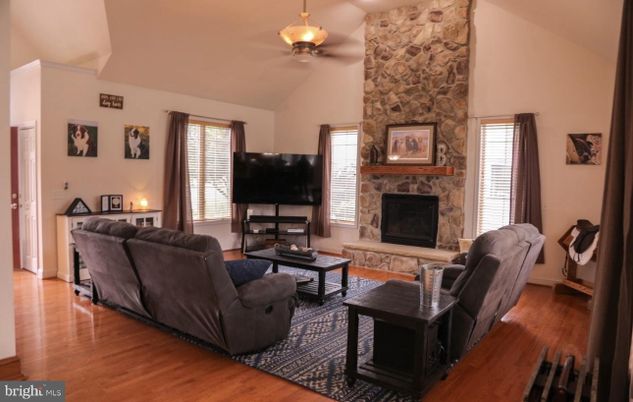 Fireplace, Interior, Living room, Stone Walls, Wood Texture Flooring