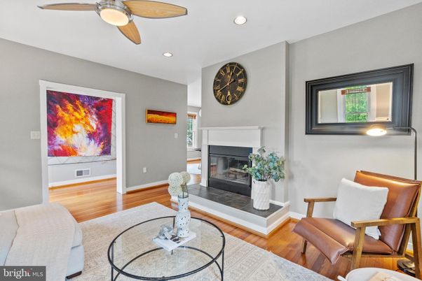Fireplace, Interior, Recessed Lighting, Wood Texture Flooring
