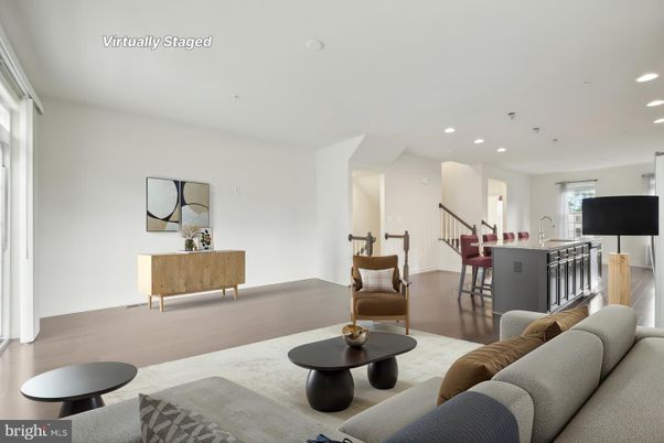 Interior, Kitchen, Living room, Recessed Lighting, Wood Texture Flooring