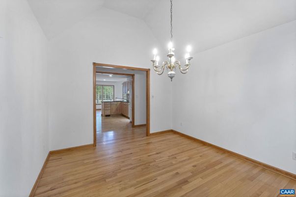 Chandelier, Empty room, Interior, Recessed Lighting, Wood Texture Flooring