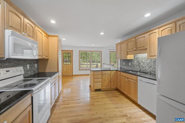 Interior, Kitchen, Recessed Lighting, Wood Texture Flooring