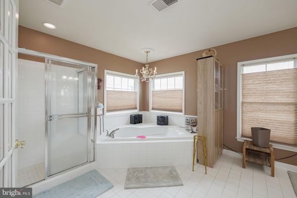 Bathroom, Chandelier, Glass Shower, Interior, Recessed Lighting
