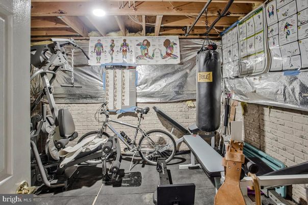 Fitness Equipment, Interior, Stone Walls, Wooden Beams