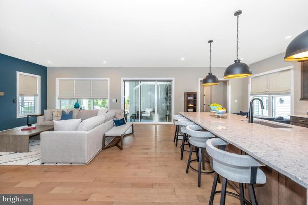 Interior, Kitchen, Living room, Pendant Lights, Recessed Lighting, Wood Texture Flooring