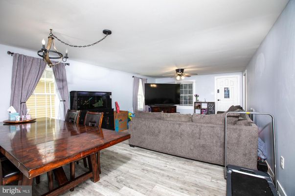 Dining room, Interior, Living room, Pendant Lights, Wood Texture Flooring