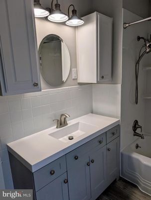Bathroom, Dual Sink Vanities, Interior, Wood Texture Flooring