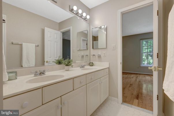 Bathroom, Dual Sink Vanities, Interior, Wood Texture Flooring