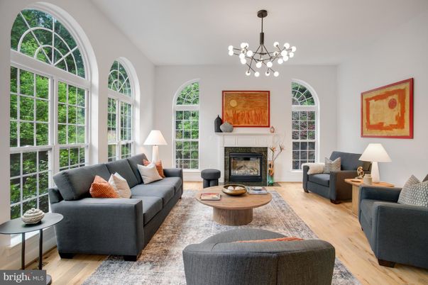 Fireplace, Interior, Living room, Pendant Lights, Wood Texture Flooring