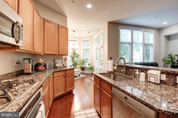 Interior, Kitchen, Pendant Lights, Recessed Lighting, Wood Texture Flooring