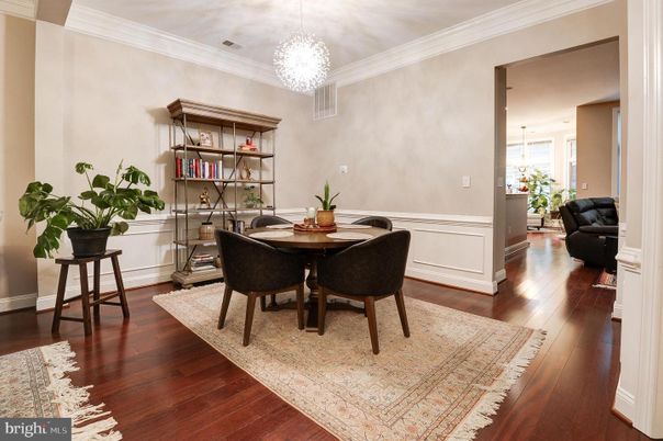 Chandelier, Dining room, Interior, Wood Texture Flooring