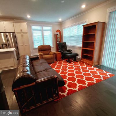 Interior, Living room, Recessed Lighting, Stainless Steel Appliances, Wood Texture Flooring