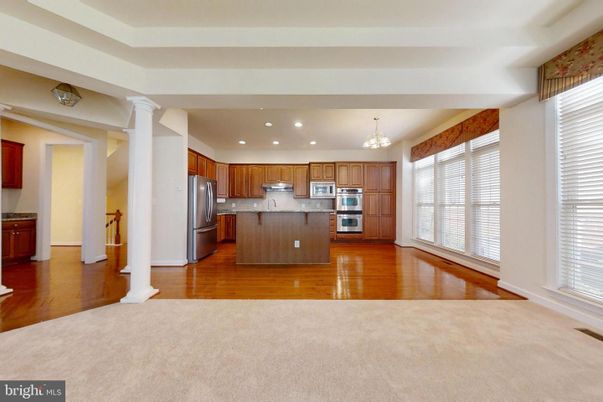 Chandelier, Interior, Kitchen, Recessed Lighting, Stainless Steel Appliances, Wood Texture Flooring