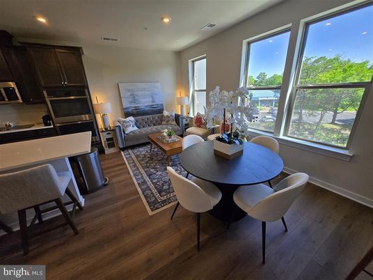 Dining room, Interior, Kitchen, Living room, Recessed Lighting, Wood Texture Flooring