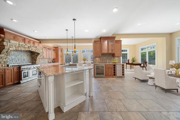 Dining room, Interior, Kitchen, Living room, Pendant Lights, Recessed Lighting, Stainless Steel Appliances, Stone Walls