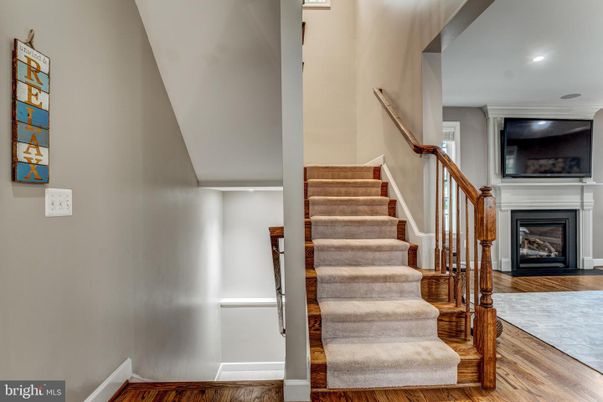 Fireplace, Interior, Recessed Lighting, Wood Texture Flooring