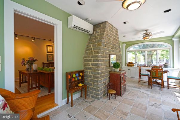 Dining room, Interior, Recessed Lighting, Stone Walls