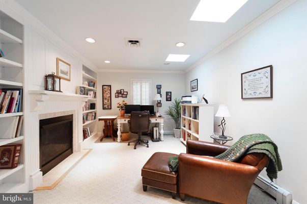 Fireplace, Home Office, Interior, Recessed Lighting