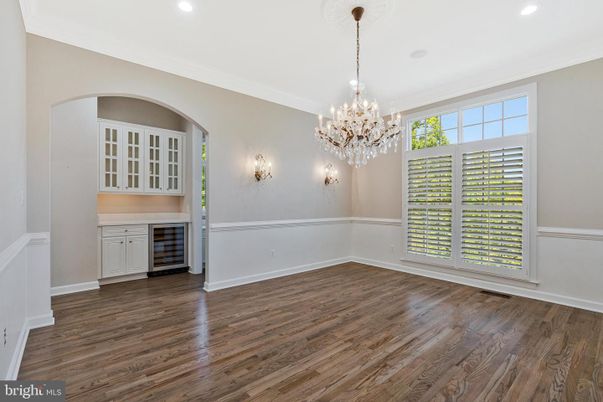 Chandelier, Empty room, Interior, Recessed Lighting, Wood Texture Flooring