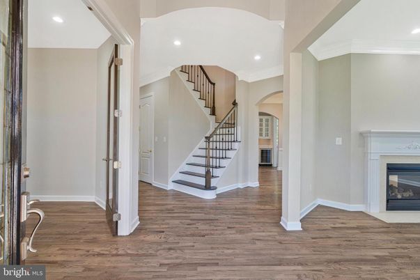 Fireplace, Interior, Recessed Lighting, Wood Texture Flooring