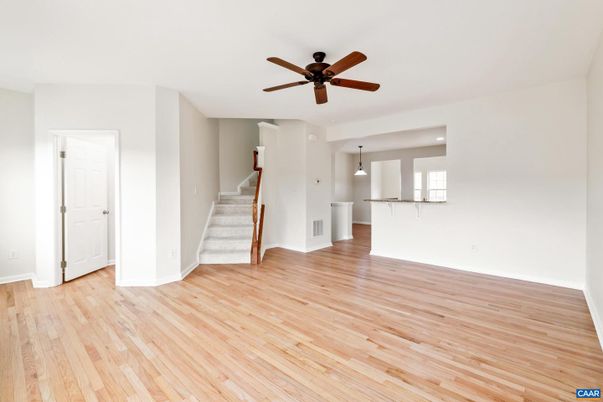 Empty room, Interior, Pendant Lights, Wood Texture Flooring