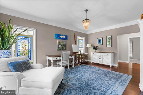 Chandelier, Home Office, Interior, Wood Texture Flooring