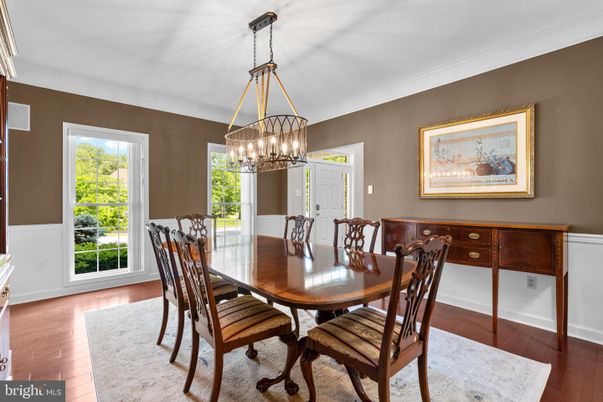 Chandelier, Dining room, Interior, Pendant Lights, Wood Texture Flooring