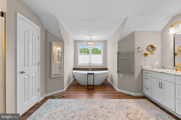 Bathroom, Free Standing Baths, Interior, Wood Texture Flooring
