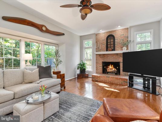 Fireplace, Interior, Living room, Recessed Lighting, Stone Walls, Wooden Beams, Wood Texture Flooring