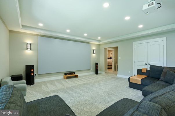 Interior, Living room, Projection Screen, Recessed Lighting, Theatre Room