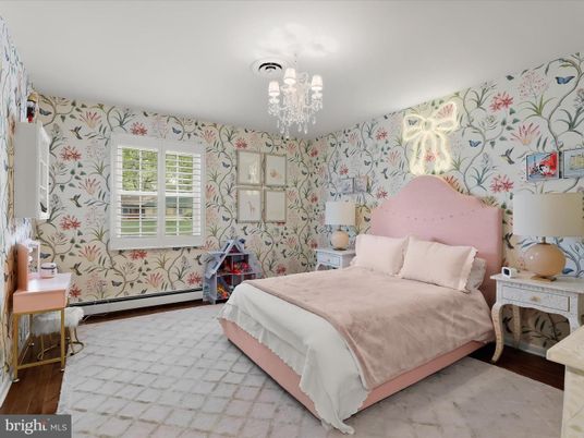 Bedroom, Chandelier, Interior, Wood Texture Flooring