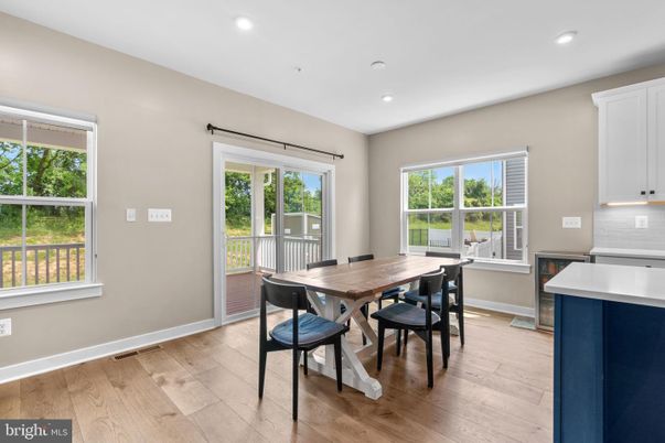 Dining room, Interior, Recessed Lighting, Wood Texture Flooring